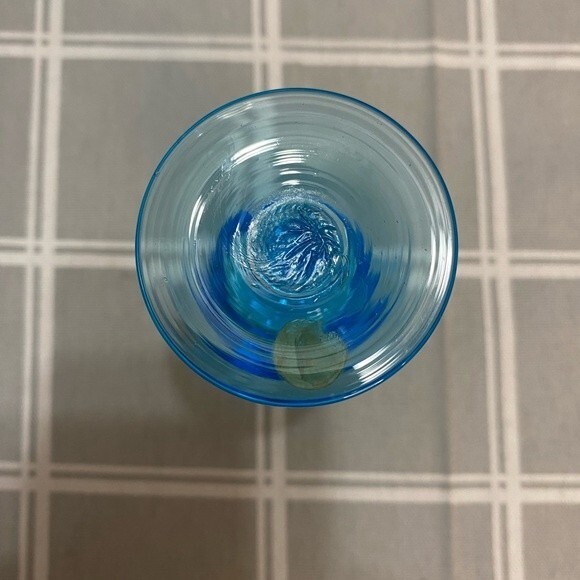 Italian Art Aqua Blue Optic Empoli Glass 4” Made in Italy RARE Vintage - Picture 5 of 5